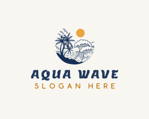 Ocean Waves Beach  logo design