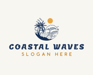 Ocean Waves Beach  logo design