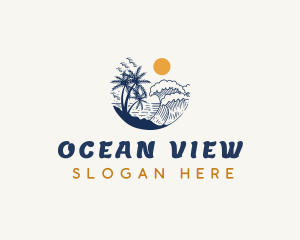 Ocean Waves Beach  logo design