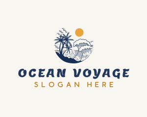 Ocean Waves Beach  logo design