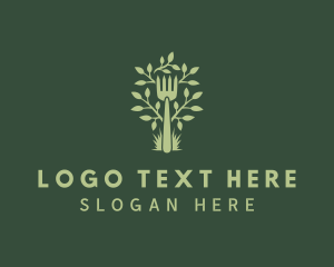 Lawn - Plant Gardening Fork logo design