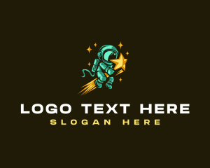 Outer Space - Shooting Star Astronaut logo design