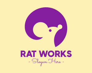 Rat - Cute Purple Mouse logo design