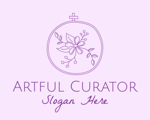 Purple Floral Embroidery logo design