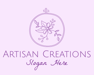 Purple Floral Embroidery logo design