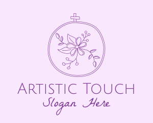 Purple Floral Embroidery logo design