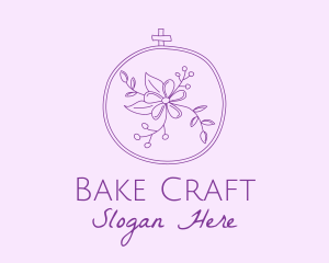 Purple Floral Embroidery logo design