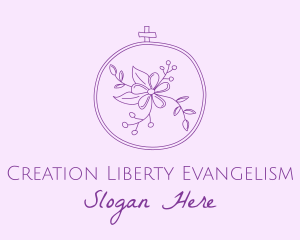 Purple Floral Embroidery logo design