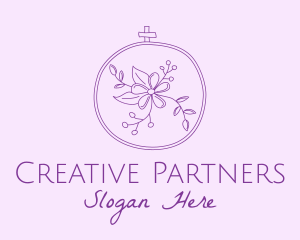 Purple Floral Embroidery logo design