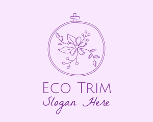 Purple Floral Embroidery logo design