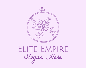 Purple Floral Embroidery logo design