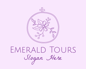 Purple Floral Embroidery logo design