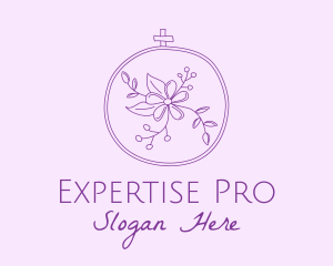 Purple Floral Embroidery logo design