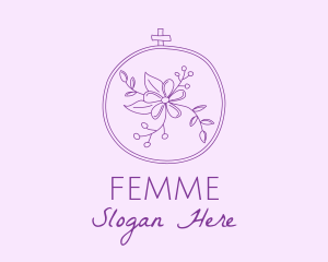 Purple Floral Embroidery logo design