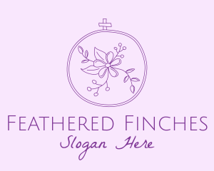 Purple Floral Embroidery logo design