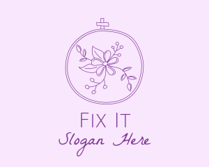 Purple Floral Embroidery logo design