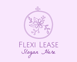 Purple Floral Embroidery logo design