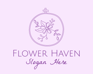 Purple Floral Embroidery logo design