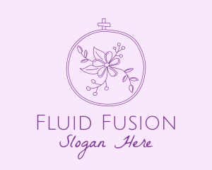 Purple Floral Embroidery logo design