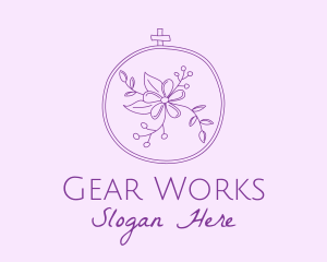 Purple Floral Embroidery logo design