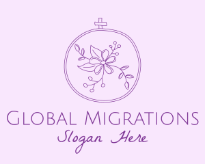 Purple Floral Embroidery logo design