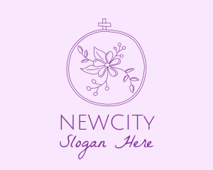 Purple Floral Embroidery logo design