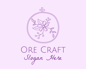 Purple Floral Embroidery logo design