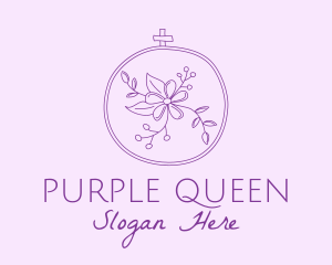 Purple Floral Embroidery logo design