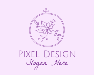 Purple Floral Embroidery logo design