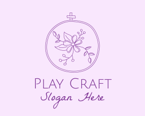 Purple Floral Embroidery logo design