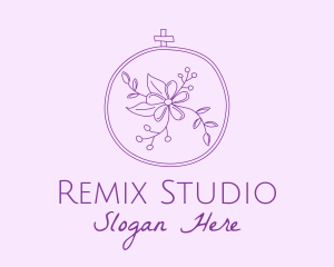 Purple Floral Embroidery logo design