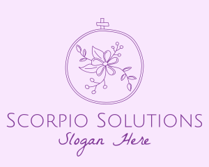 Purple Floral Embroidery logo design