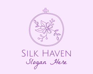 Purple Floral Embroidery logo design