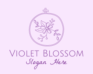 Purple Floral Embroidery logo design