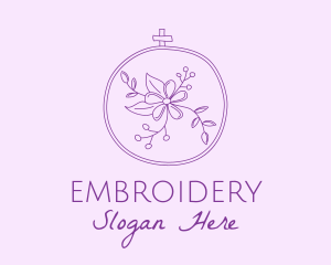 Purple Floral Embroidery logo design