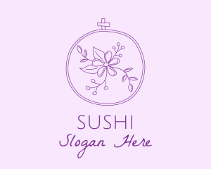 Purple Floral Embroidery logo design