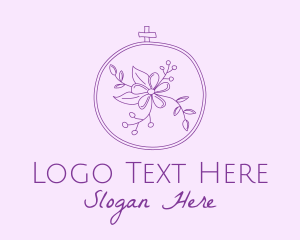 Stitching - Purple Floral Embroidery logo design