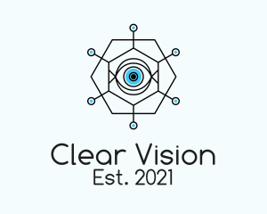 Linear Hexagon Eye  logo design