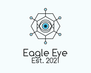 Linear Hexagon Eye  logo design