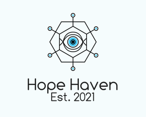 Eye Clinic - Linear Hexagon Eye logo design