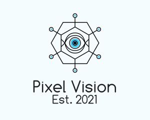 Linear Hexagon Eye  logo design