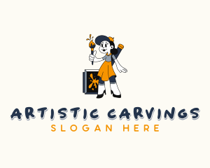 Female Painter Artist logo design