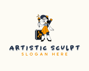 Female Painter Artist logo design