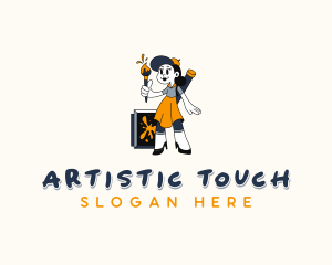 Female Painter Artist logo design