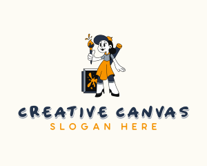 Artist - Female Painter Artist logo design