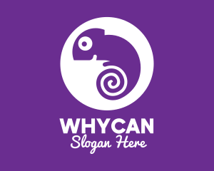 White - Spiral Tail Chameleon logo design