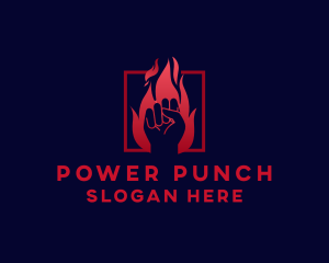 Fiery Punch Fist logo design