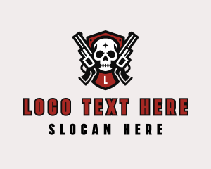 Skull - Gun Military Weapon logo design