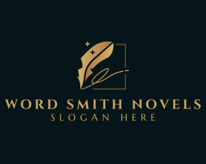 Novelist - Feather Quill Signature logo design