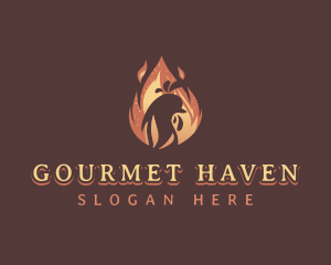 Flame BBQ Chicken logo design